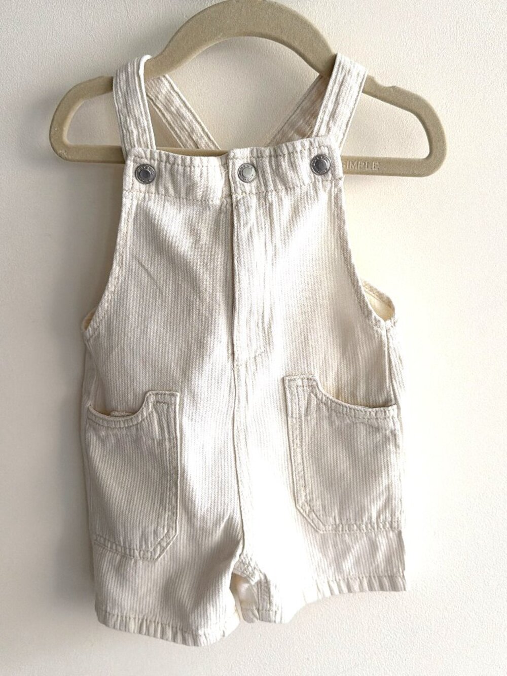 Zara Baby 9-12M Overall Shorts Gender Neutral Cream